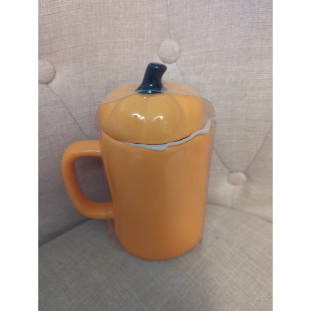 New Rae Dunn Fall Thanksgiving OH MY GOURD Mug with Topper Pumpkin - Picture 2 of 4